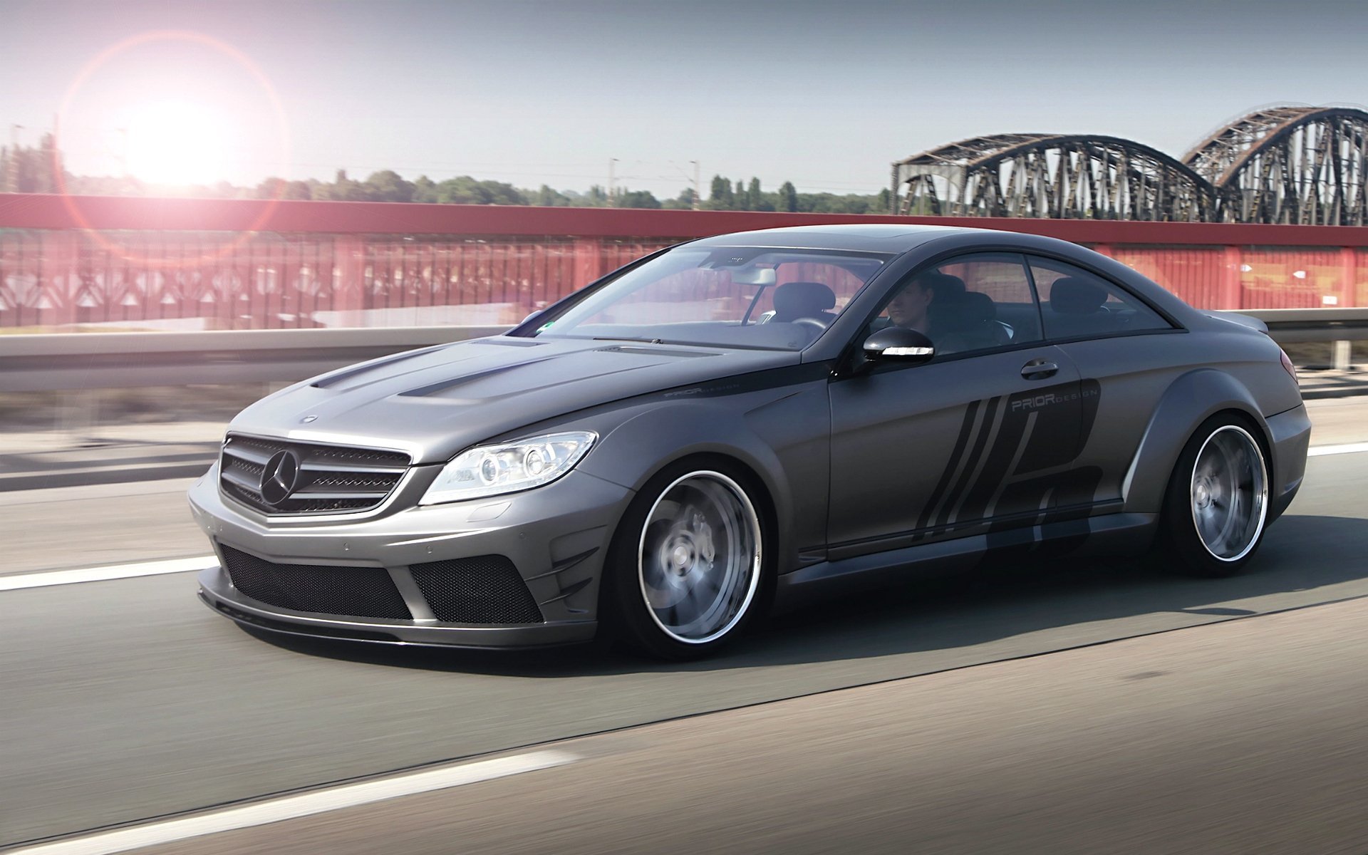 mercedes cl black edition wide body тюнинг дорога мост движение