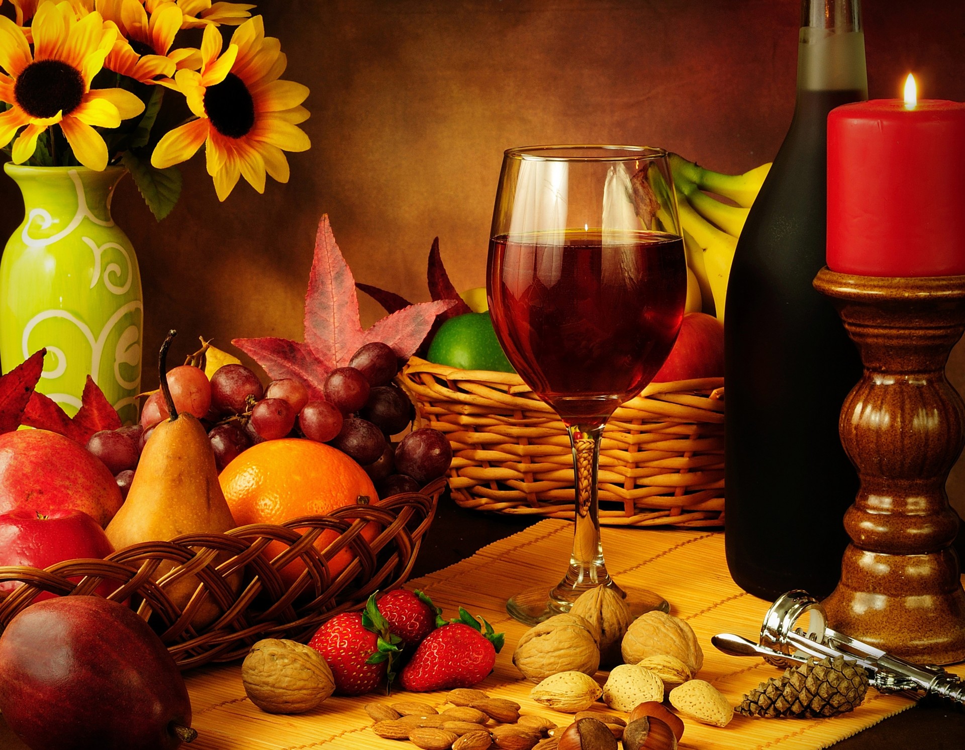 autumn composition table food wine