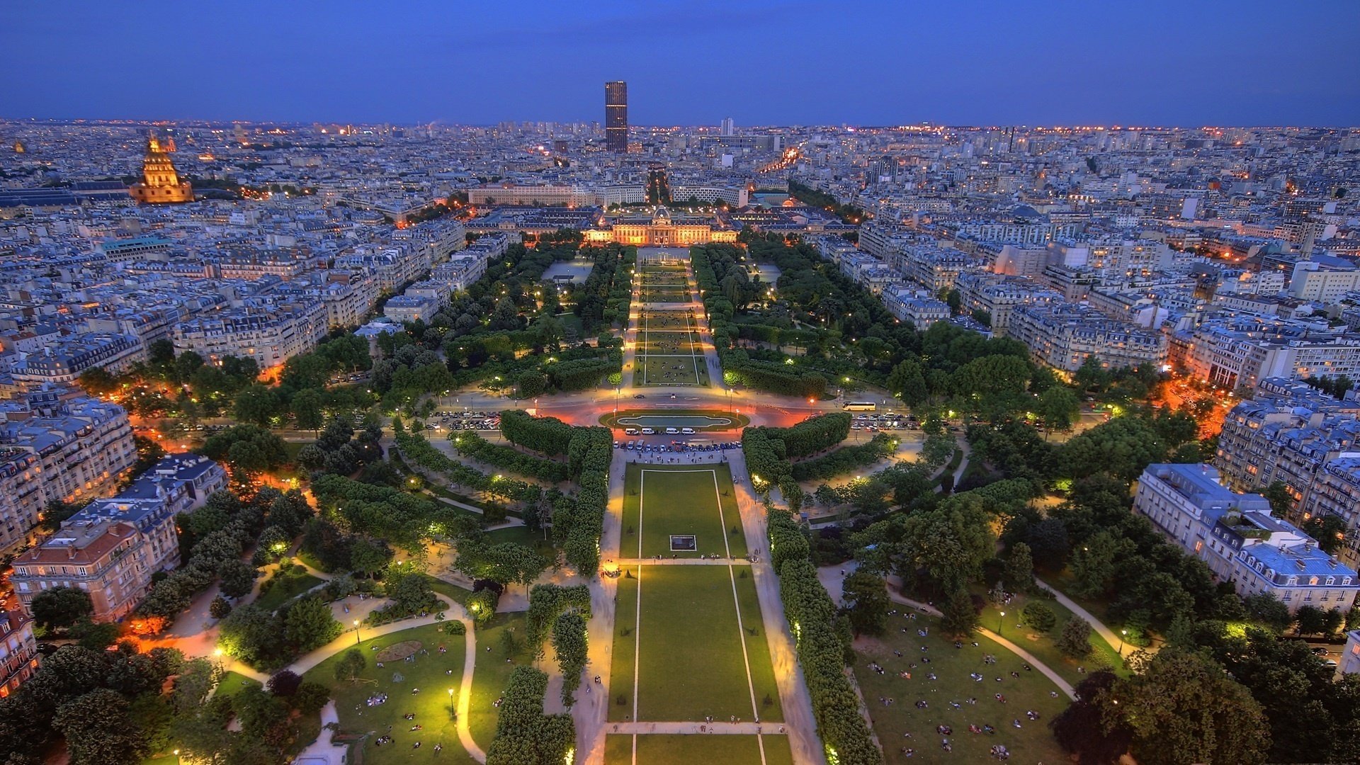 parigi panorama francia crepuscolo parco luci parigi francia