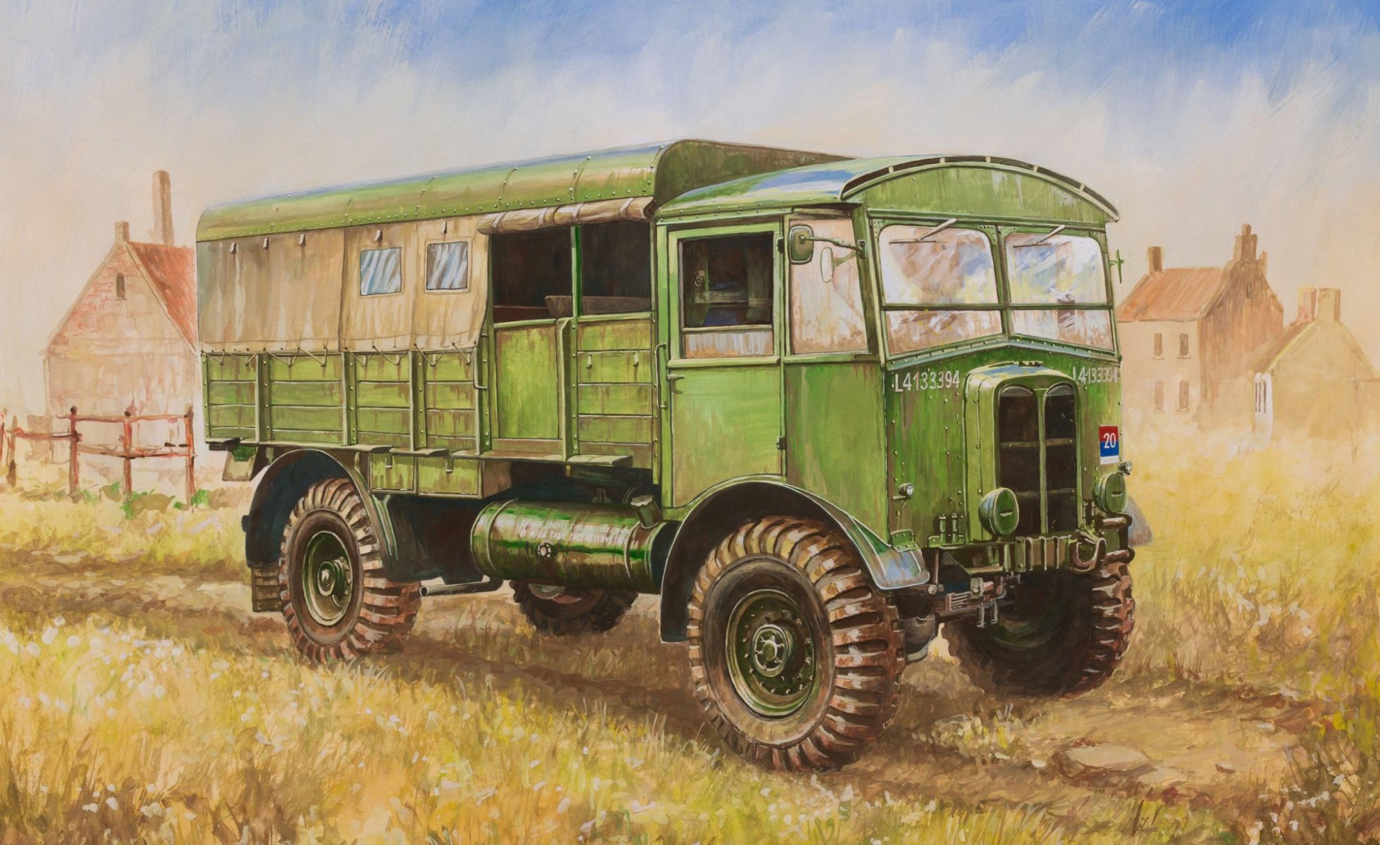 art cargo car 4x4 four-wheel drive appeared in 1939. it was created in accordance with the order of the British military ministry which required a tractor for towing 114-mm 140-mm and 152-mm howitzers ww2