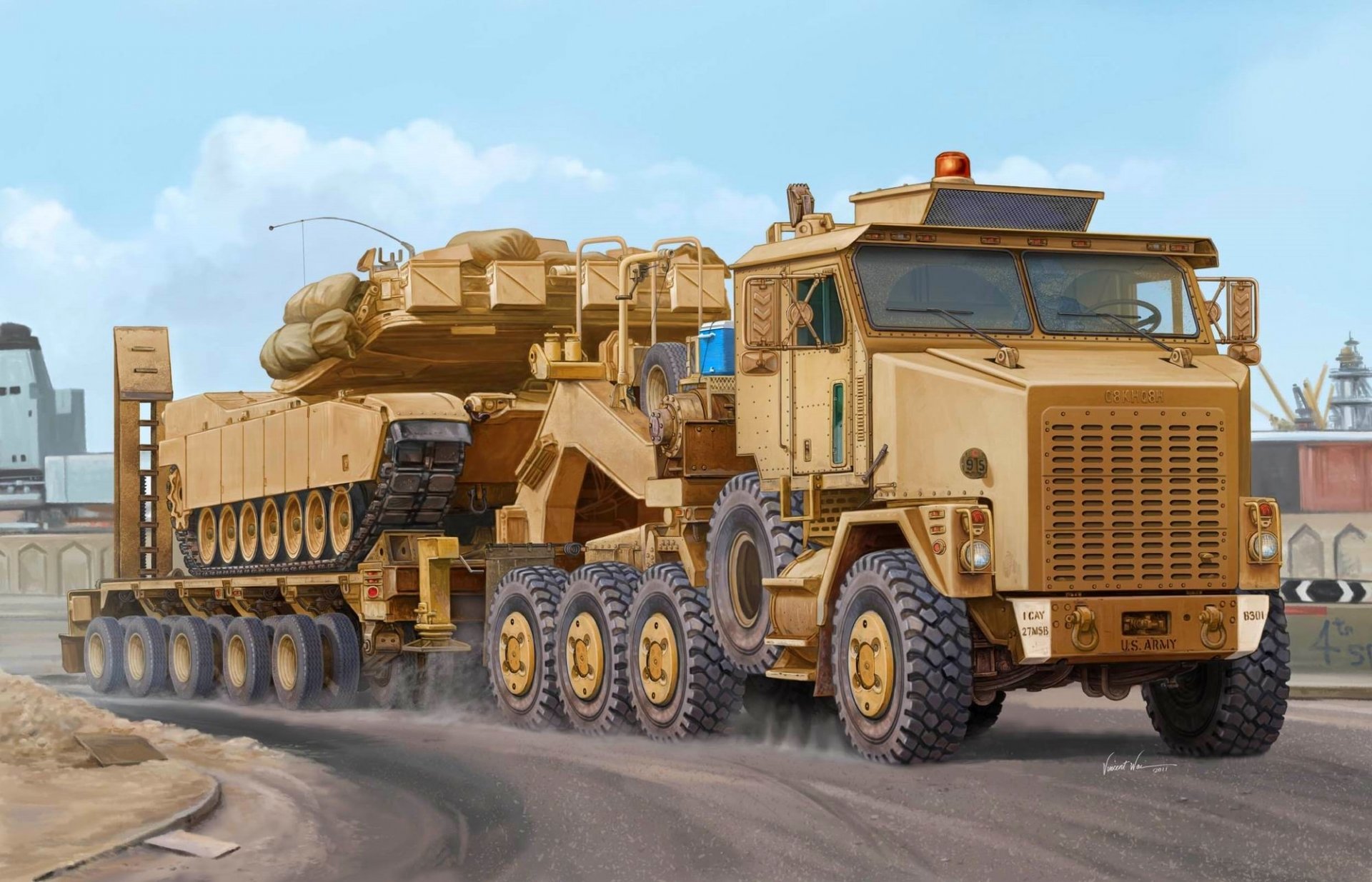 picture vincent wai oshkosh m1070 het heavy equipment transport 8x8 tractor