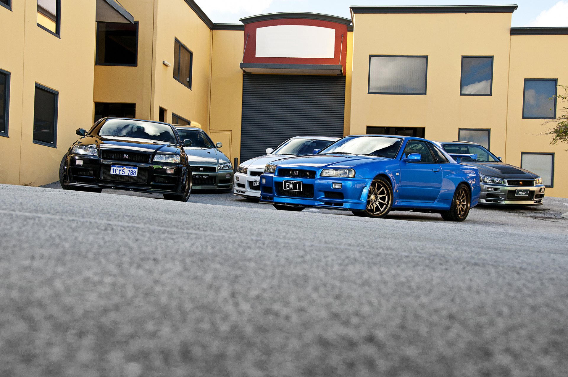 nissan horizonte r34 gt-r frente negro azul blanco plata nissan gtr plata