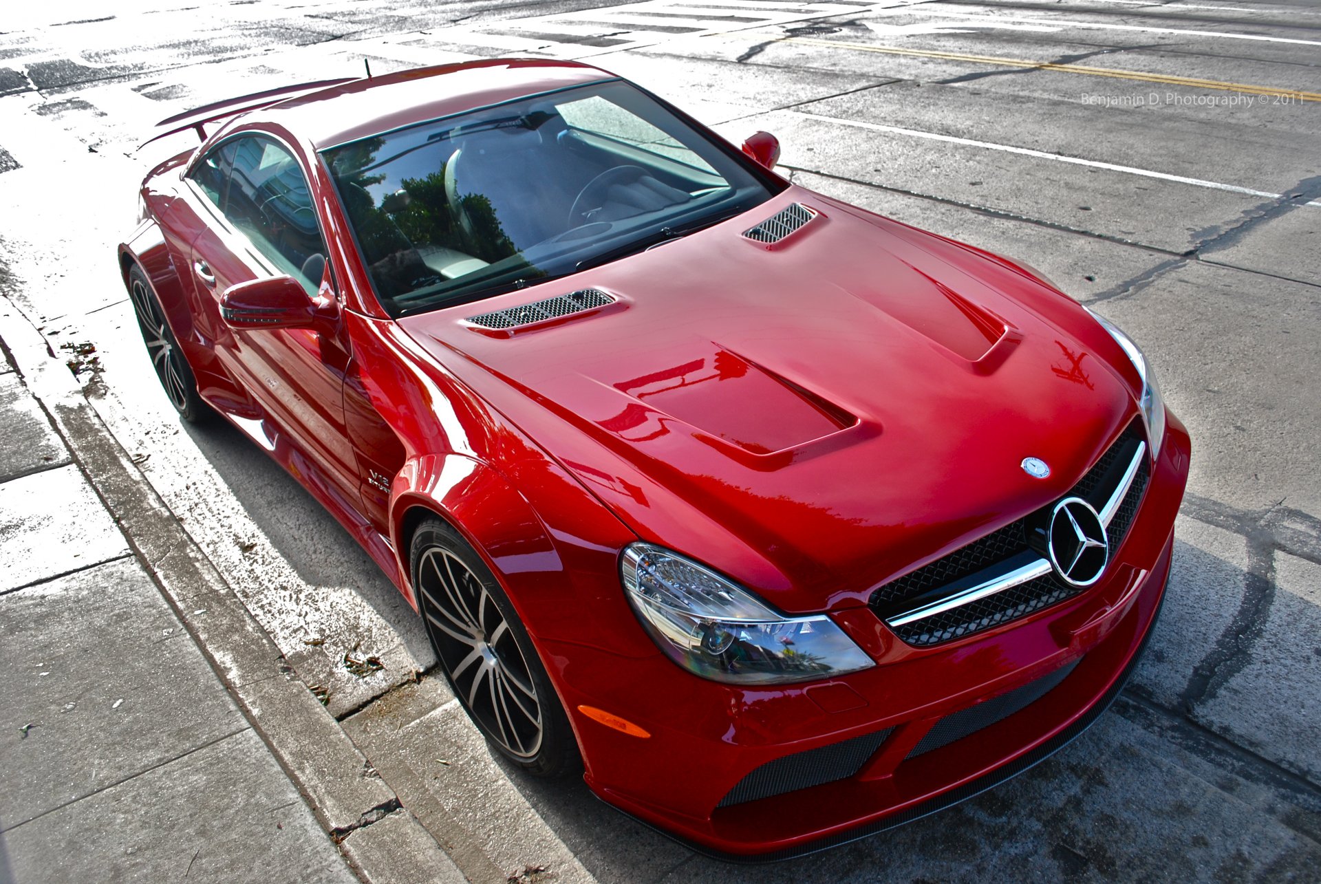 mercedes benz sl65 black series czerwony tuning samochód sportowy