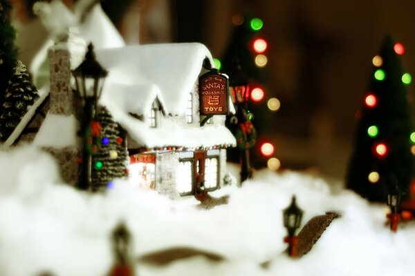 A snow-covered house for Christmas