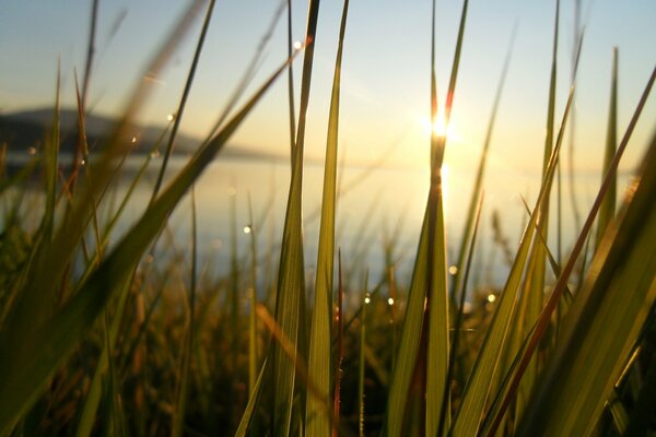 Aube au Baïkal dans les rayons du soleil!