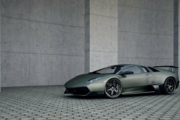 Lamborghini murcielago supercar with a skull, side view