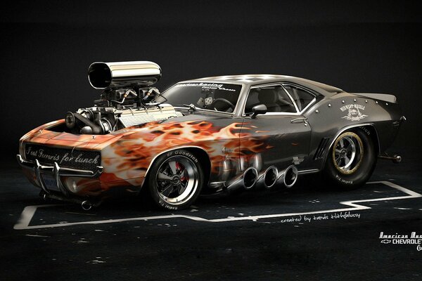 Chevrolet Camaro 1969 Hot Rod mit Feuervinyl