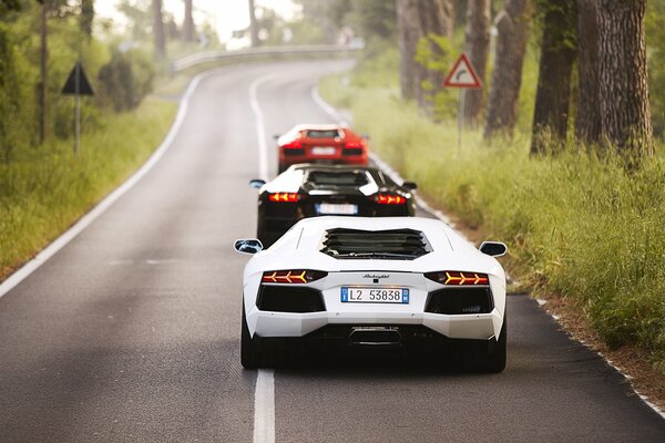 Lamborghini aventador. Road and speed