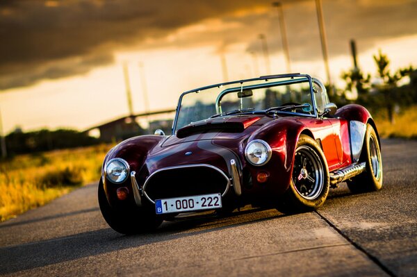 British sports car in the sunset