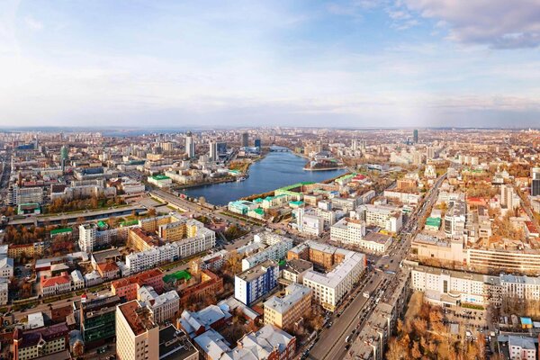 Top view of Yekaterinburg, Karl Liebknecht Street