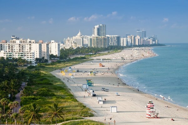 Plaża z białym piaskiem w Miami