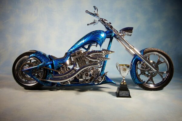 Chopper, decorated in a bluish-acid design