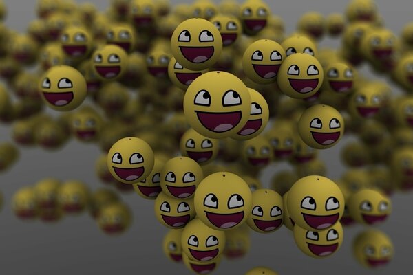 Image of smiling emoticons in flight