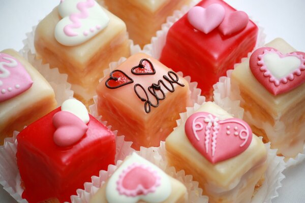 Romantic dessert - candy with embossed hearts