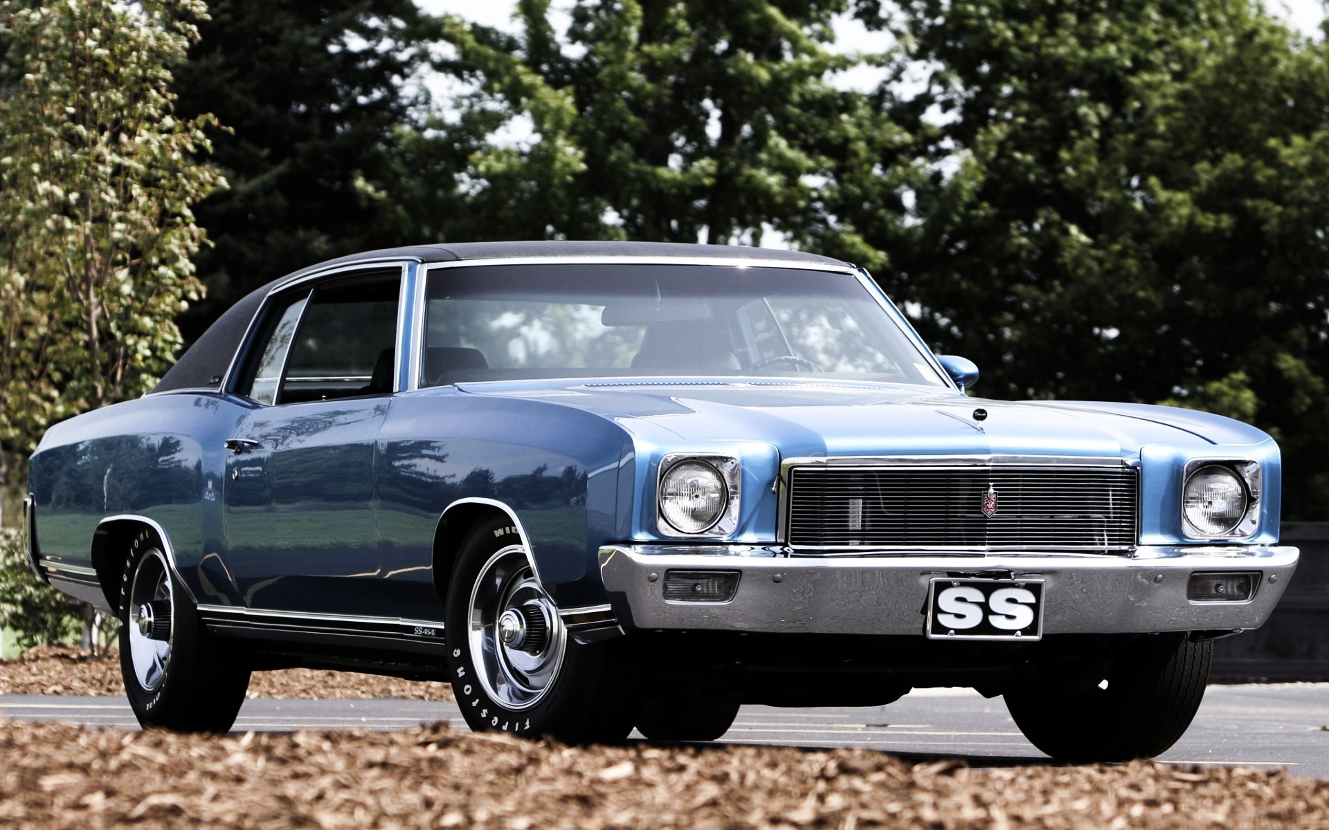 chevrolet monte carlo ss 1971 chevrolet monte carlo avant muscle car muscle car bleu feuillage.arbres