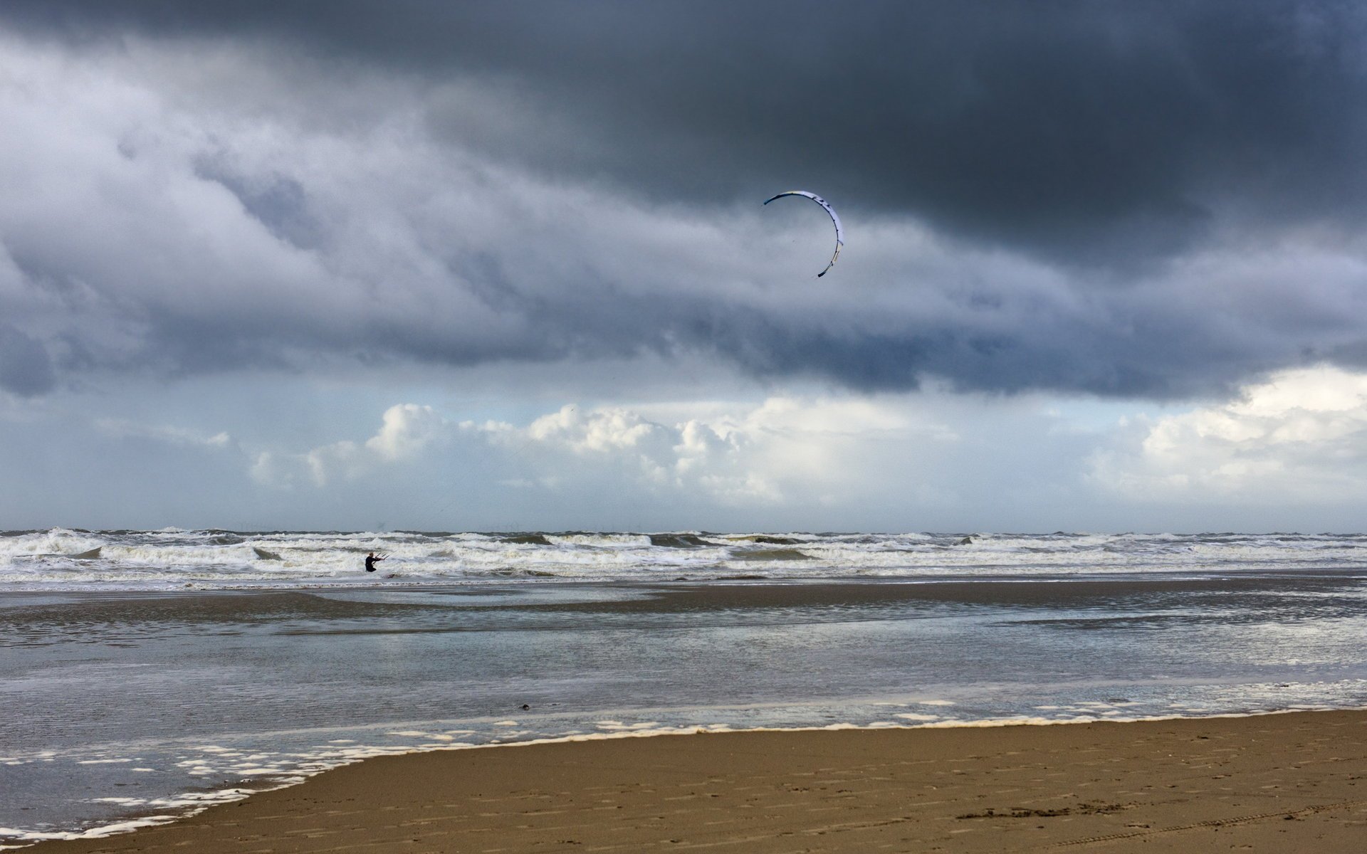 kite surf ciel mer vagues