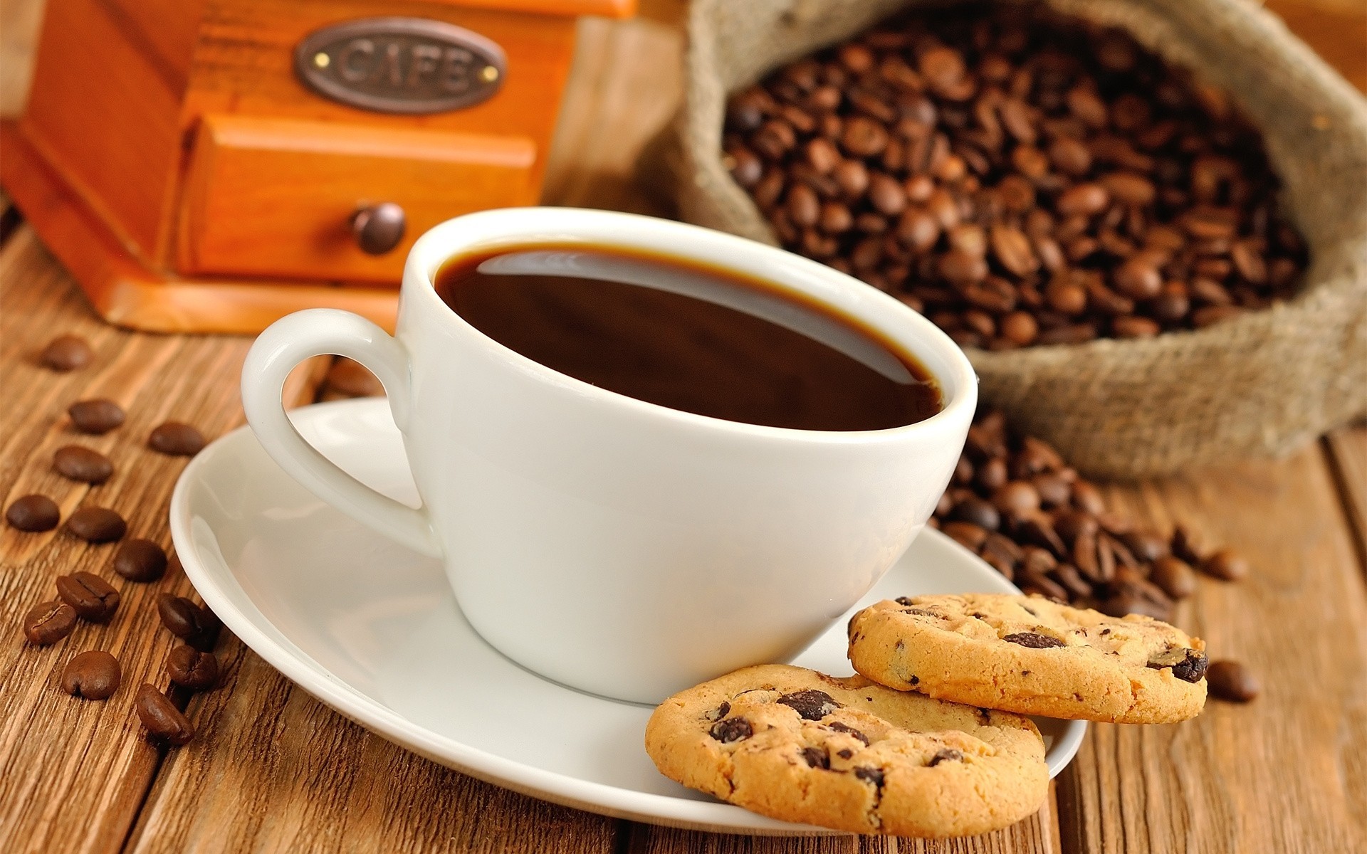 taza molino café grano galletas bebida taza