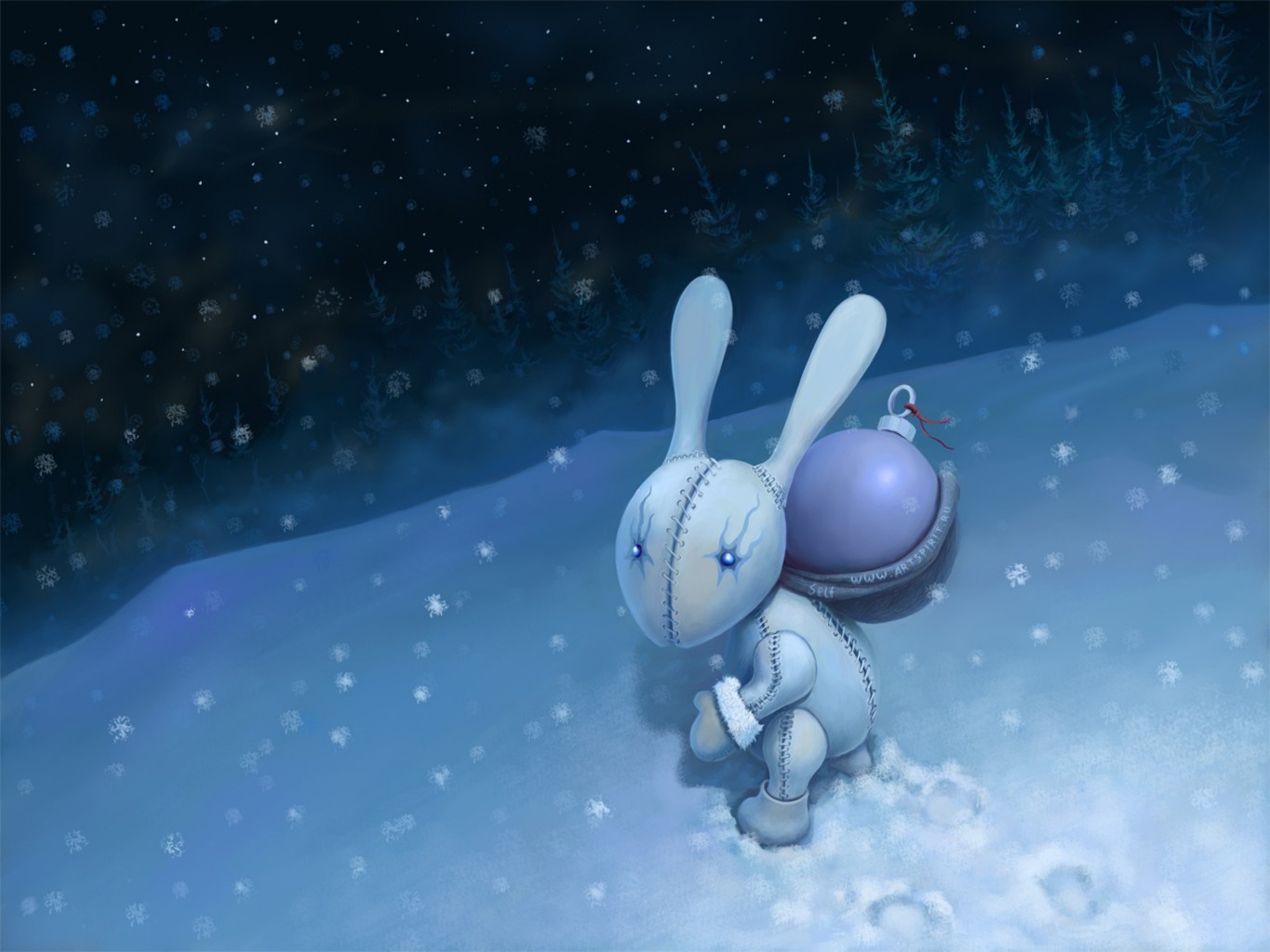 new year night snow bunny