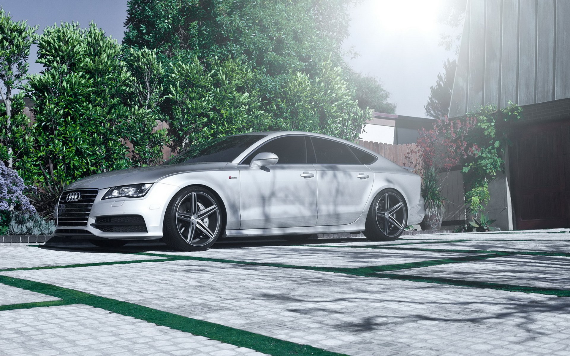 audi a7 resplandor audi a7 garaje árboles