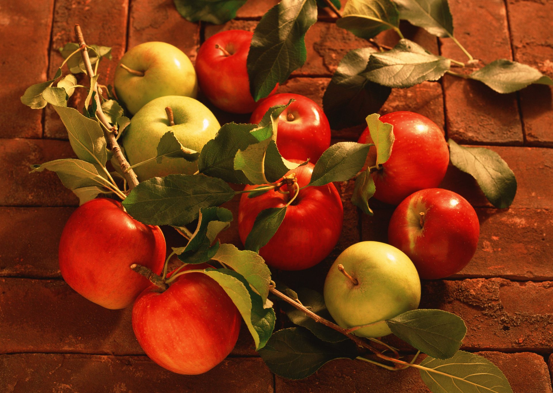 manzanas jugosas hojas