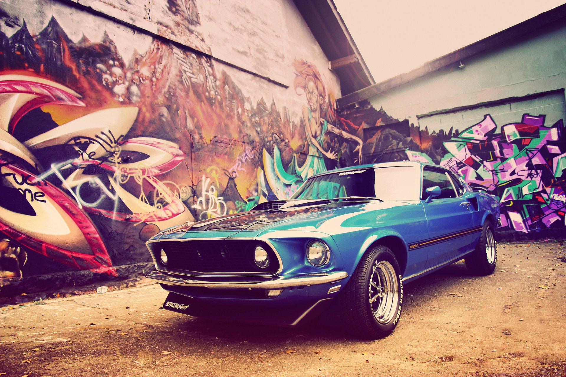 ford mustang 1969 classic muscle car v8 house graffiti