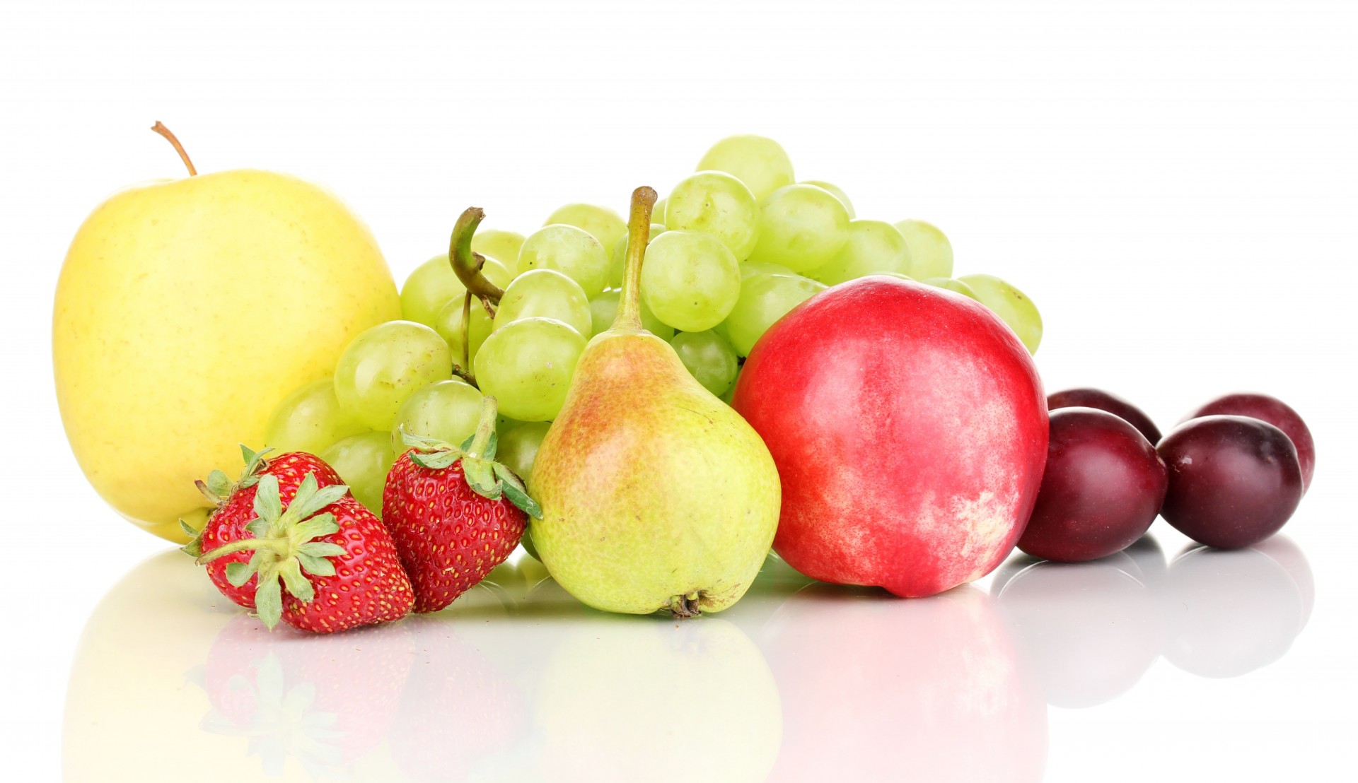 trawberry pear fruits berries apples plum grape