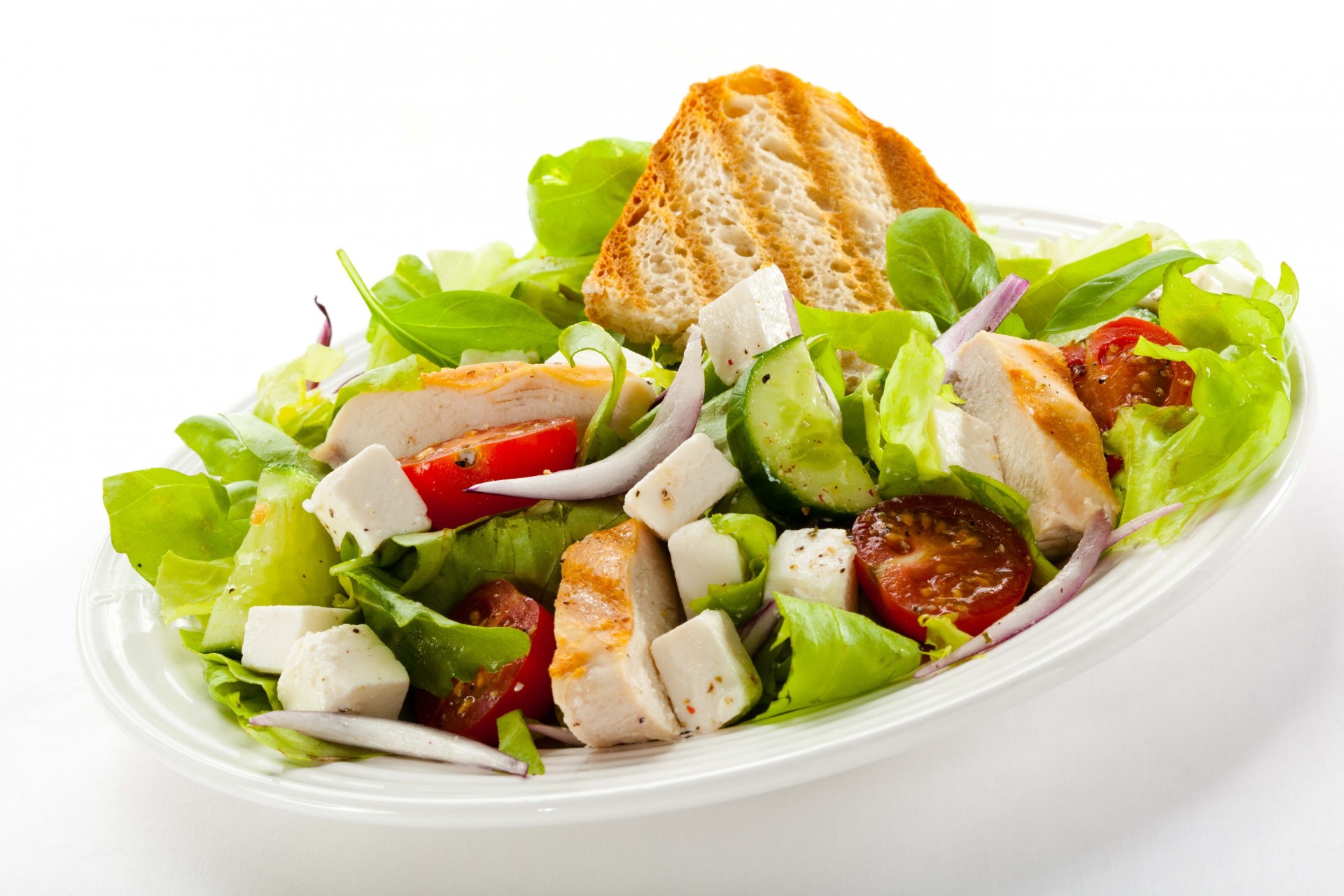 brot tafel fleisch grüns salat