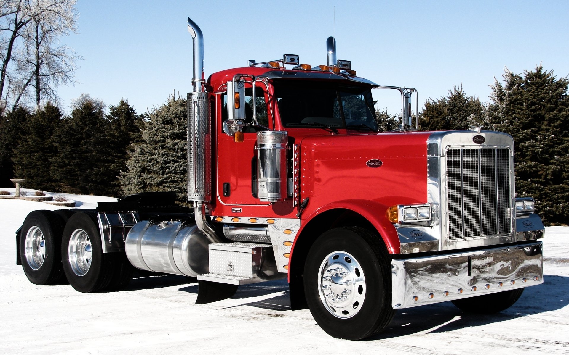 peterbilt peterblit truck tractor truck front chrome sky