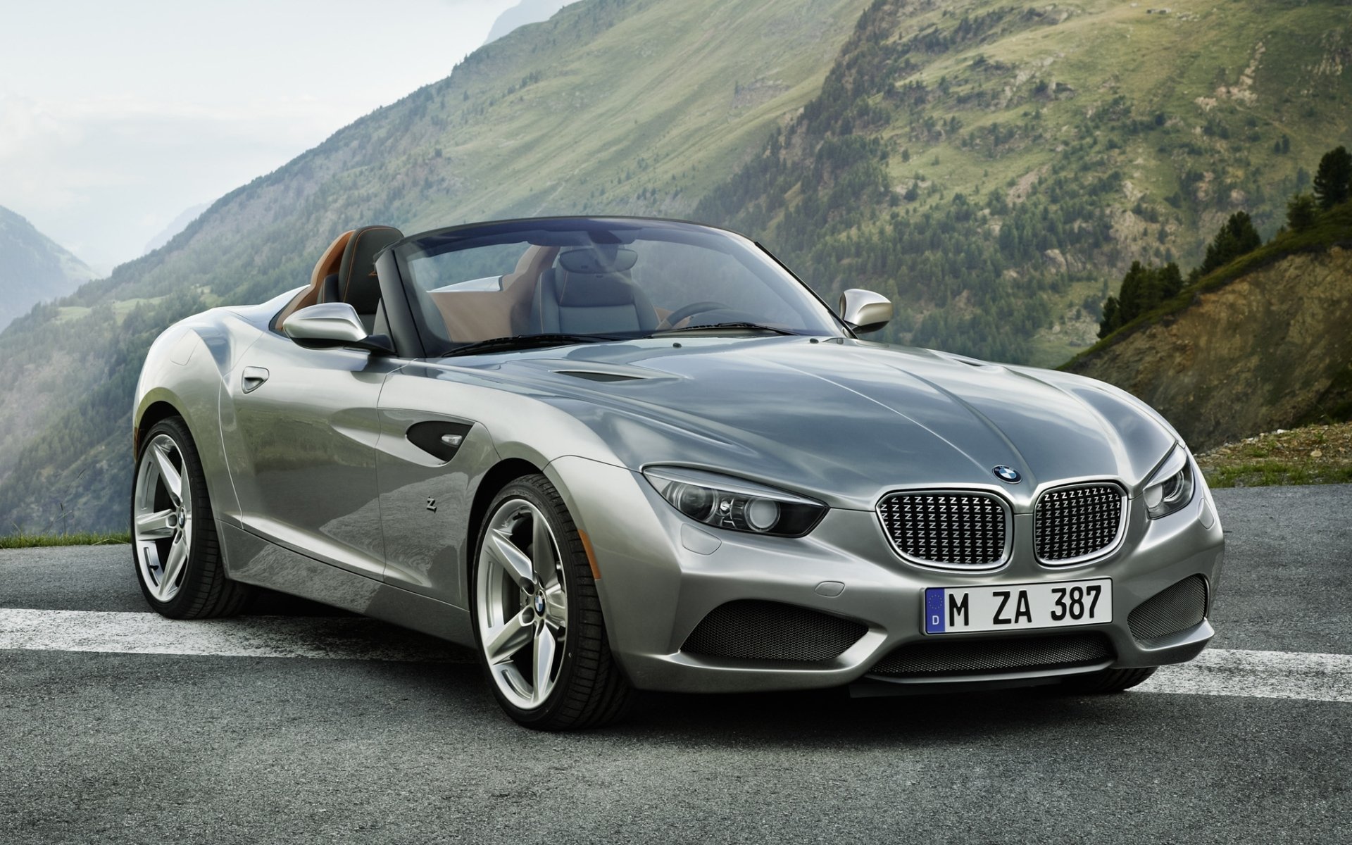 bmw zagato roadster bmw zagato front silber berge himmel