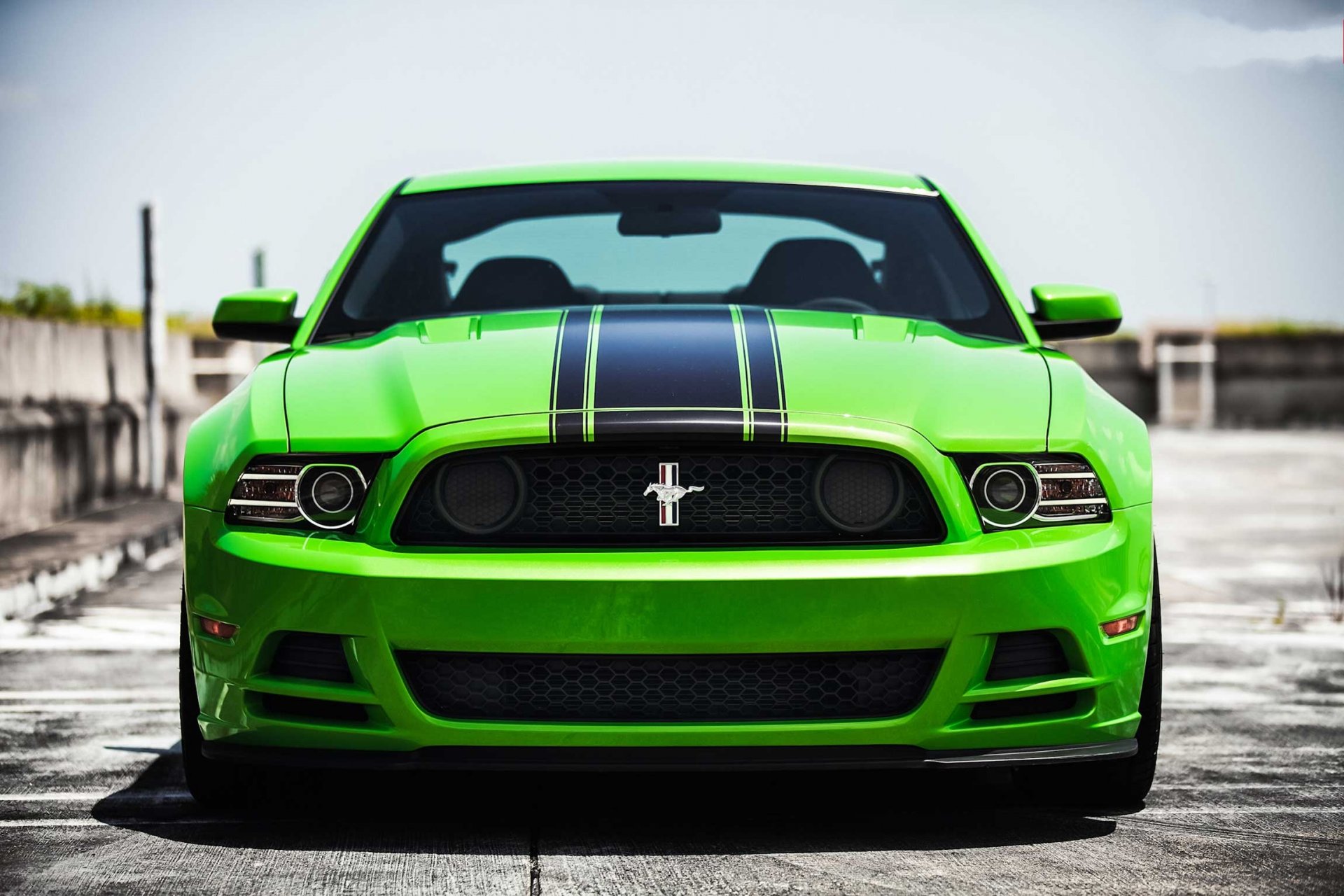 ford mustang jefe 302 verde jefe frente rayas negras