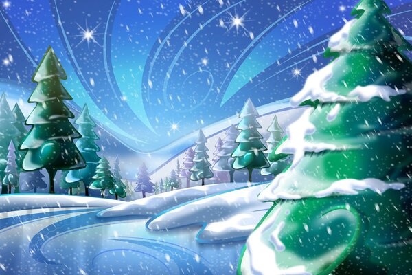 Disegno dell albero di Natale Inverno e neve