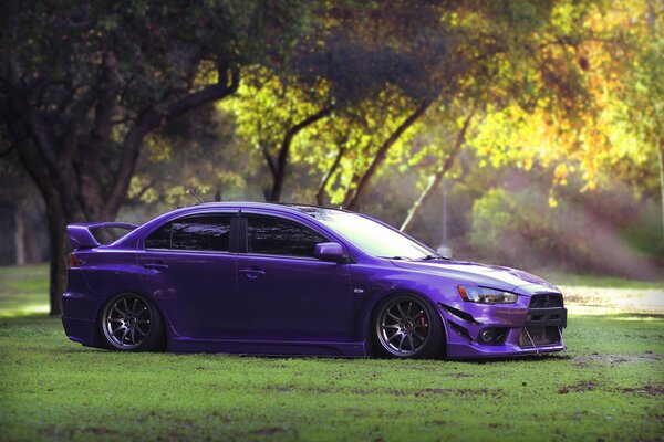 Mitsubishi tuning sur fond de nature