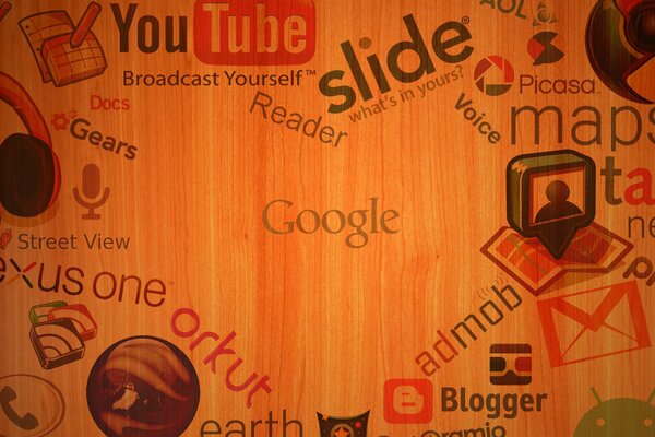 Brown board with logos from the Internet
