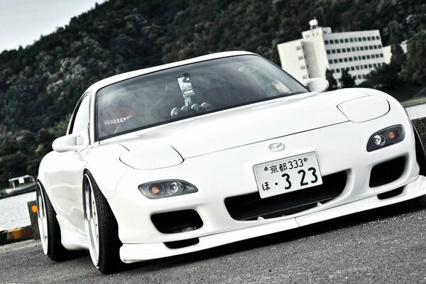 Wallpaper tuning beautiful car white Mazda rx7