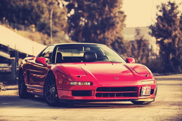 Front view red Honda nsx acura