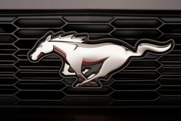 Emblema del Mustang en el radiador de Ford