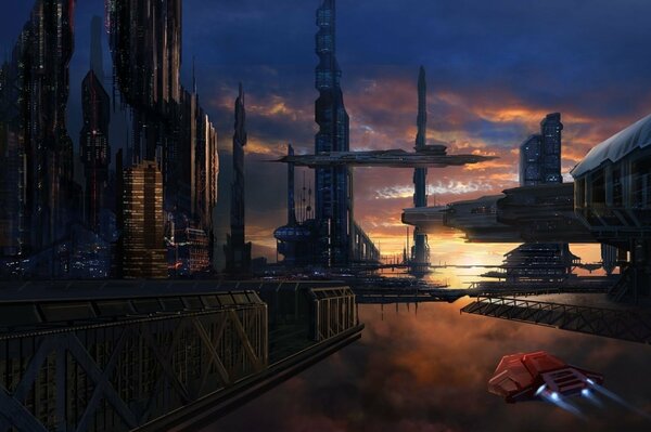 La ciudad del futuro en el cielo