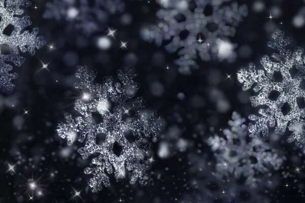 Snowflakes on a dark background