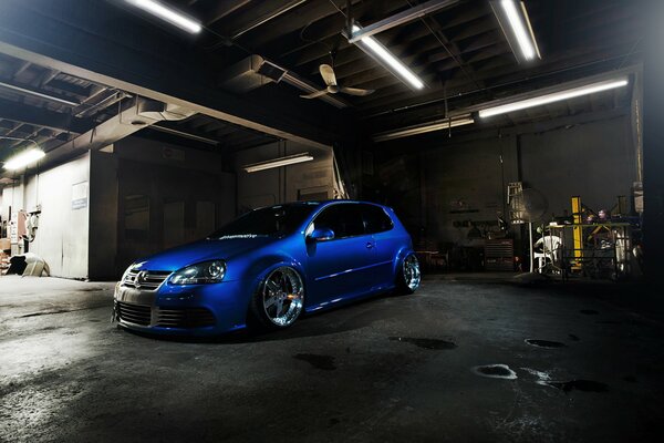 Tuned Volkswagen golf blue