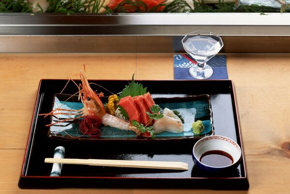 Seafood serving. Japanese cuisine