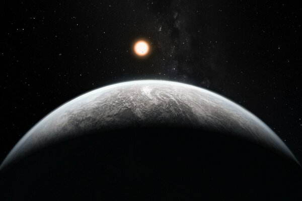 Ein brennender Stern und ein Exoplanet im Weltraum