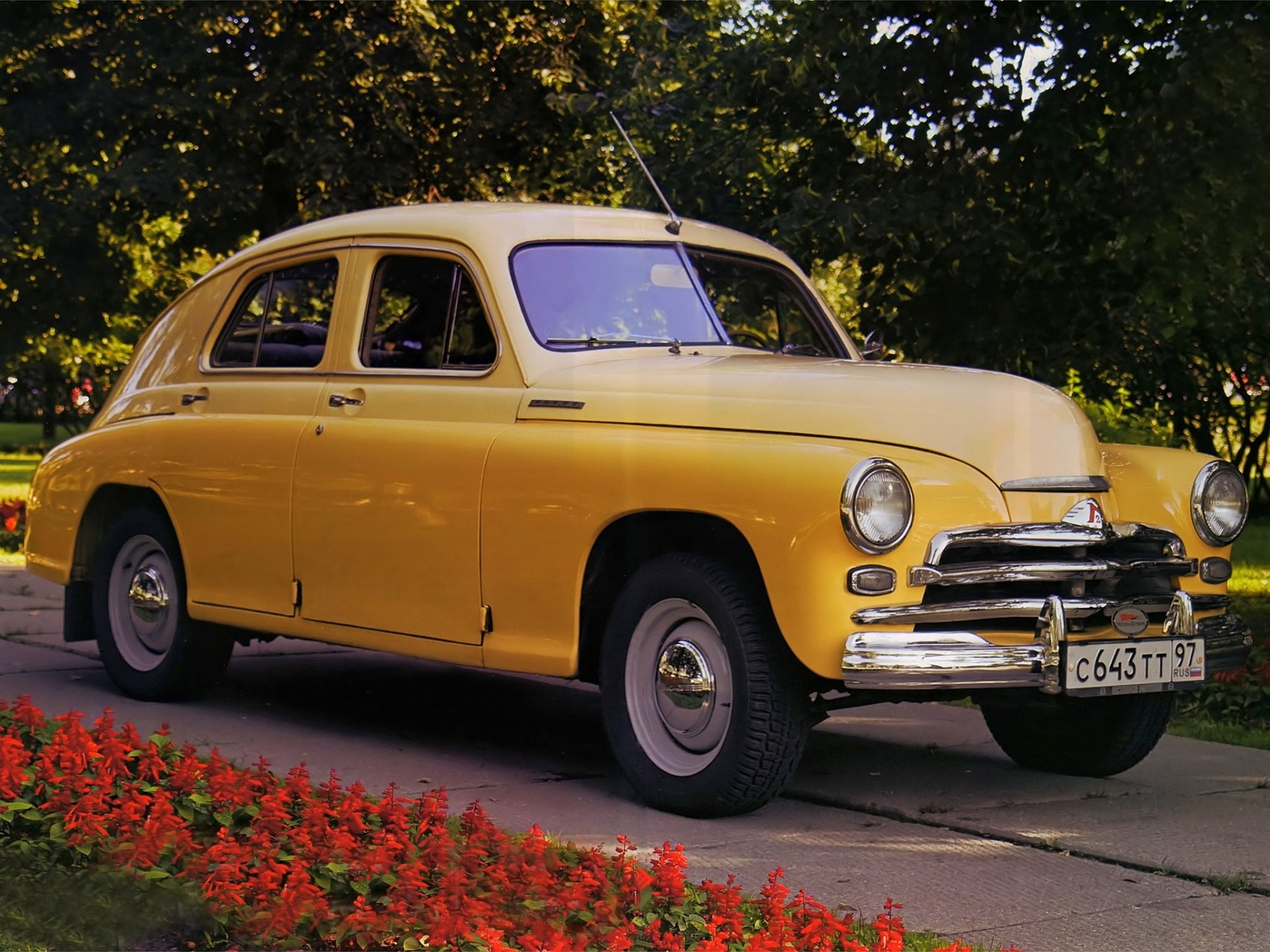 gas m-20b sieg 1955 klassisch front gesponnen blumen hintergrund