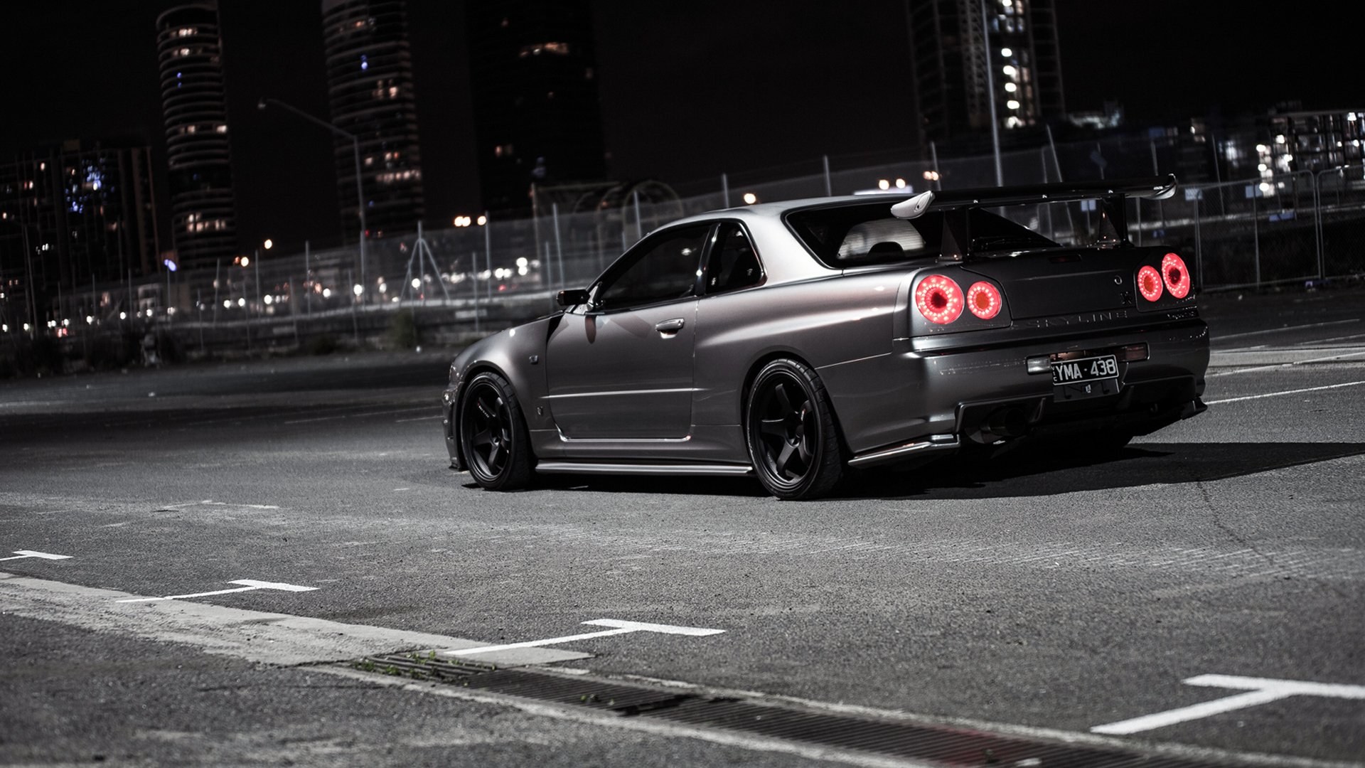 nissan skyline.gtr ciudad noche nissan skyline