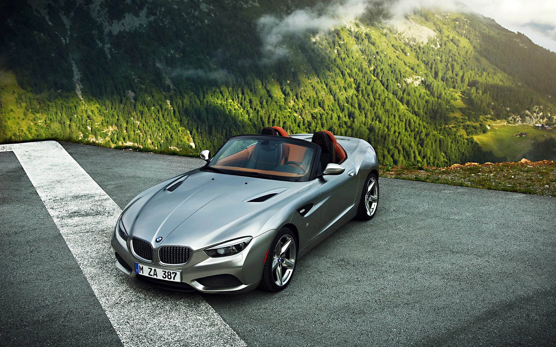 bmw zagato roadster argento montagna