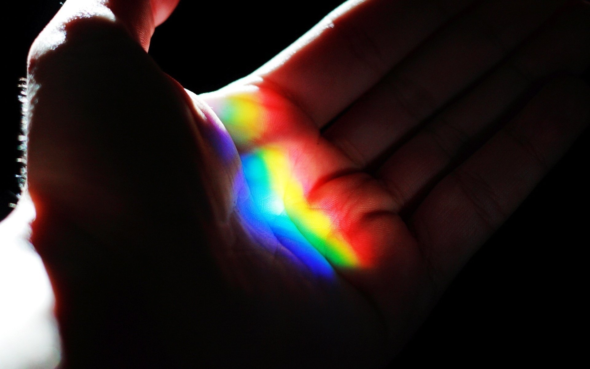 hand makro regenbogen handfläche