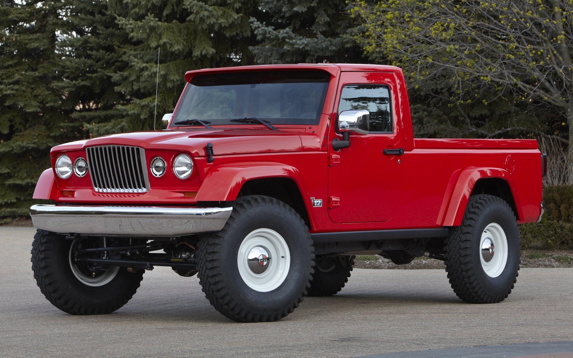 jeep j-12 concepto concepto rojo suv camioneta árboles