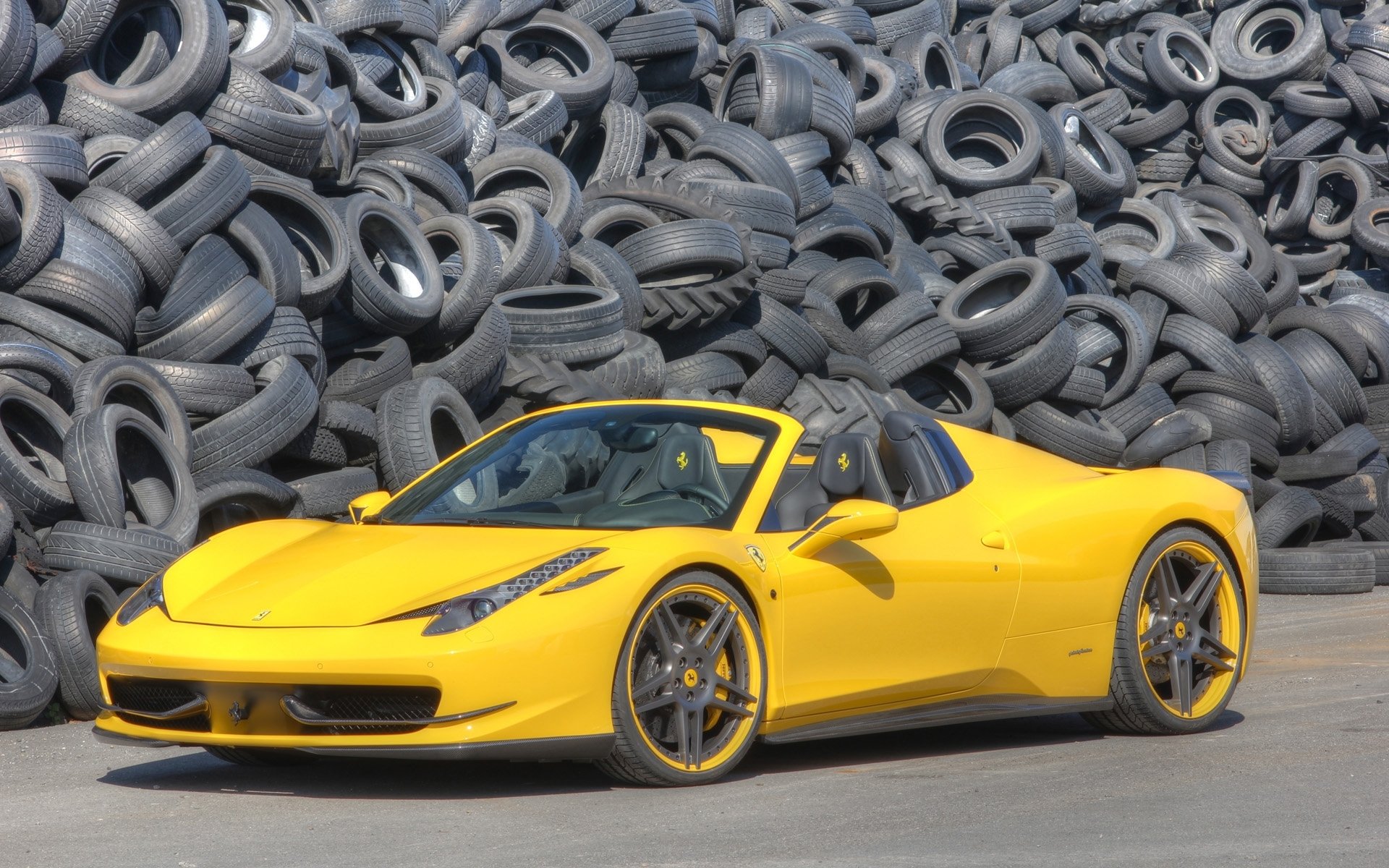 novitec rosso ferrari italia spider ferrari italy supercar yellow front.tires background