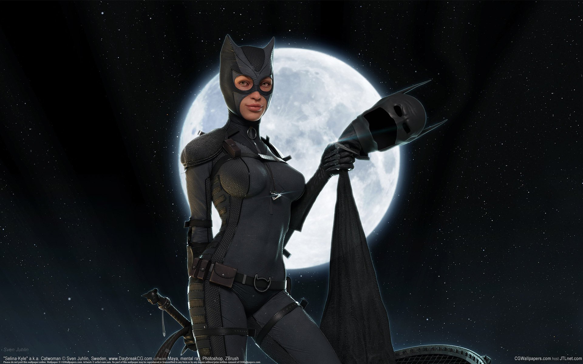 ven juhlin arte luna catwoman maschera notte costume