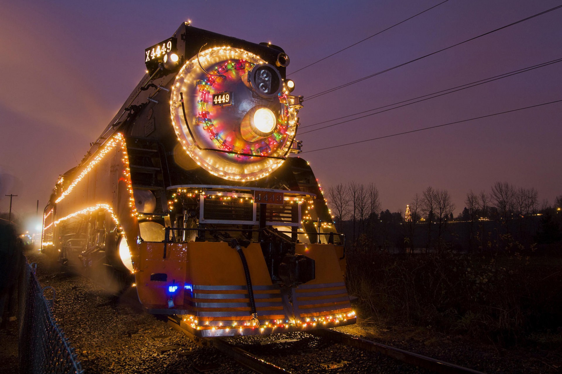 locomotive rétro-éclairage nouvel an nuit lumières