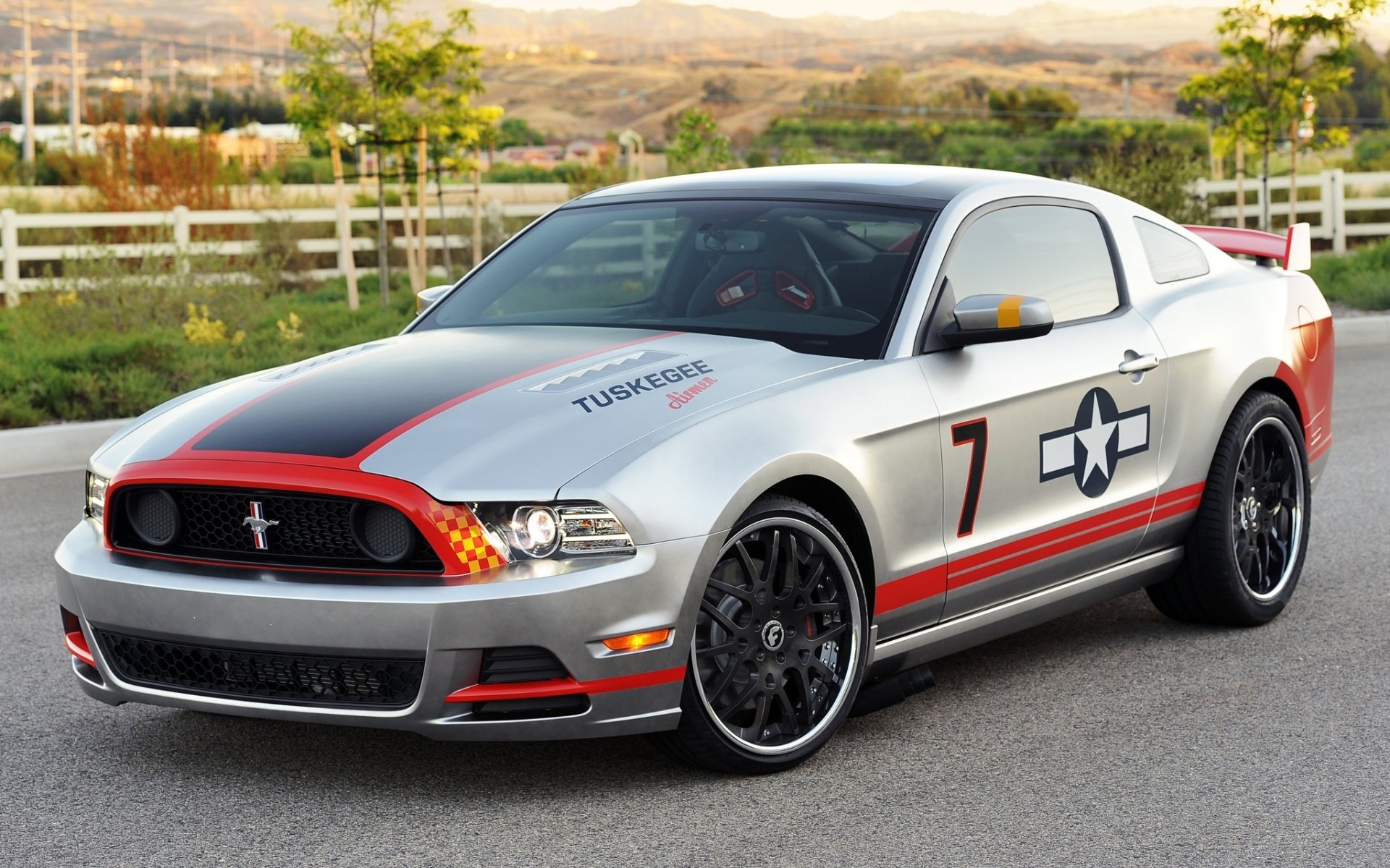 ford mustang gt red tails gt coupe front tuning gray muscle car muscle car background